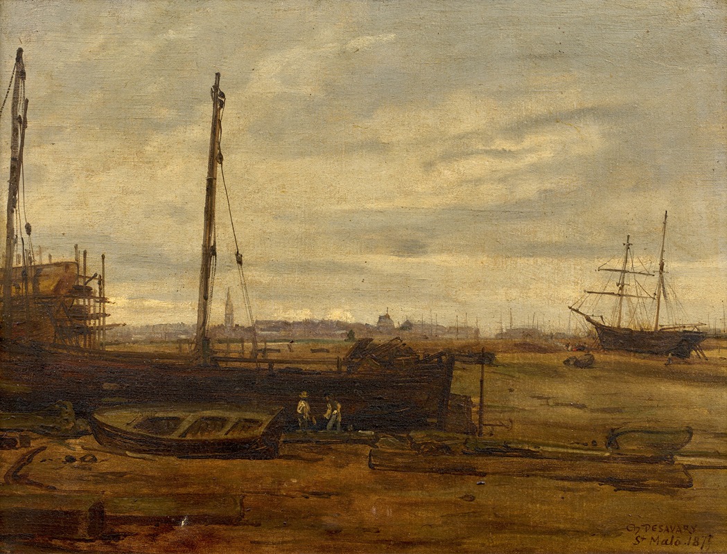 Charles Desavary - Vue de Saint-Malo, prise de Dinard