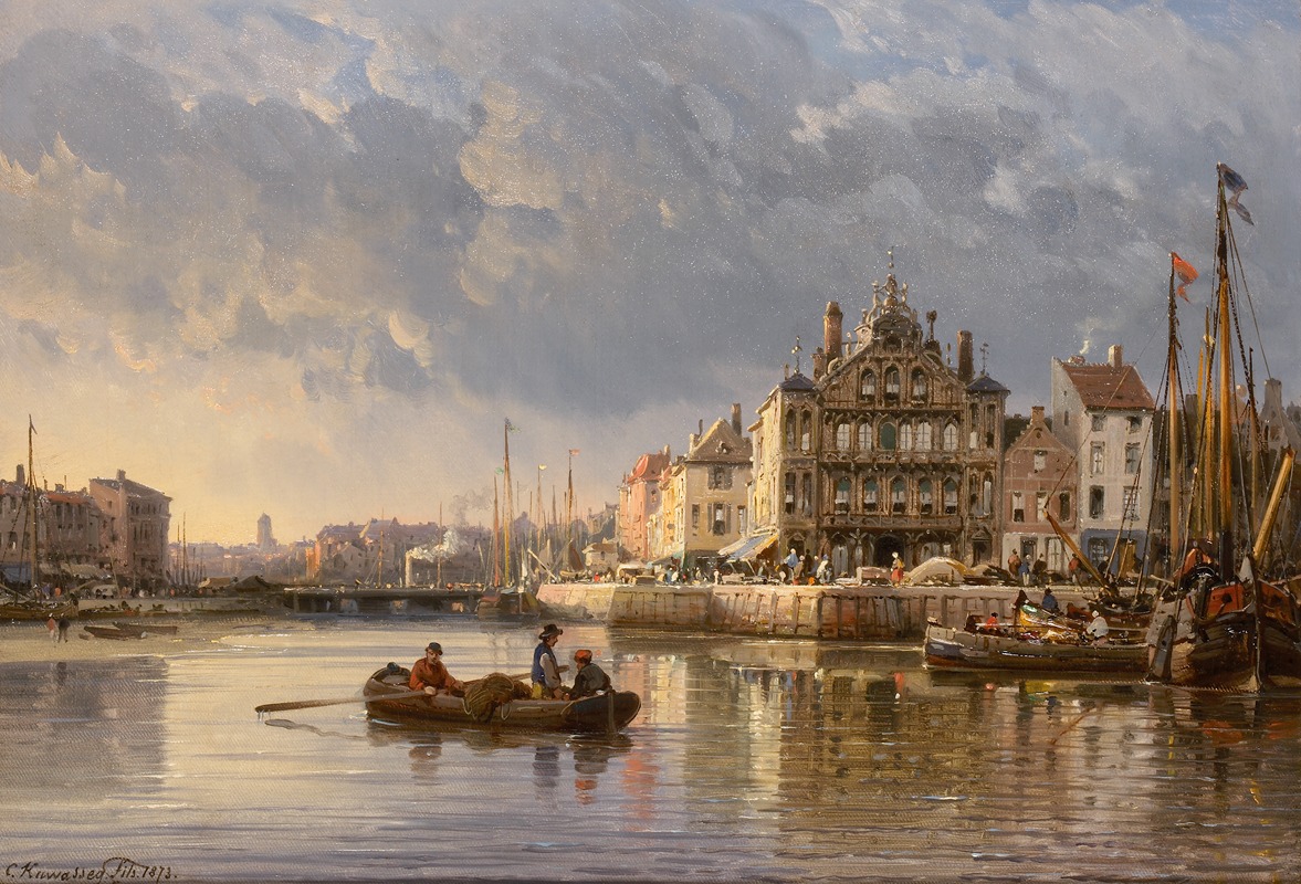 Charles Euphrasie Kuwasseg - Gezicht op Gent