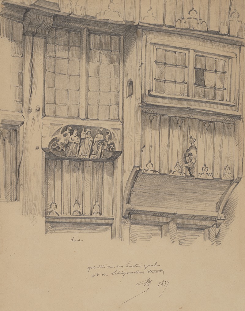 Edward Dujardin - Gedeelte van een houten gevel uit de Schrijnwerkersstraat