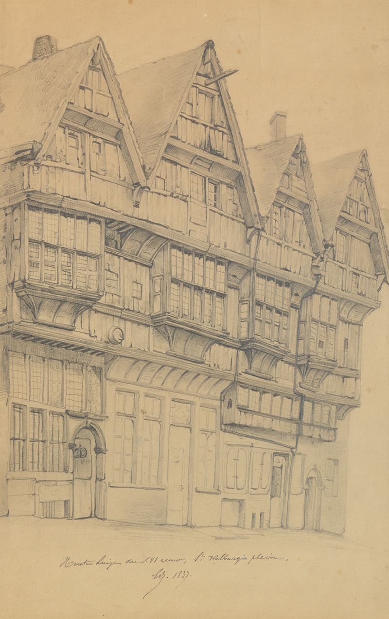 Edward Dujardin - Houten huizen der XVI eeuw, Sint-Walburgisplein