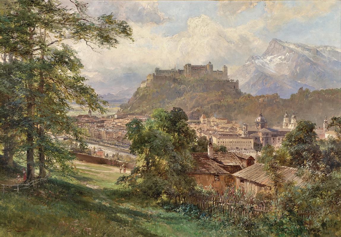 Edward Theodor Compton - A View of Salzburg from the Kapuzinerberg