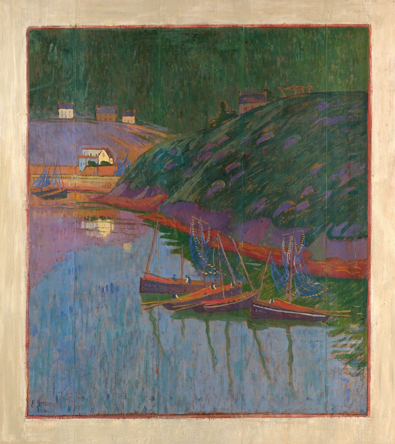 Émile Jourdan - Boats in the harbour of Brigneau