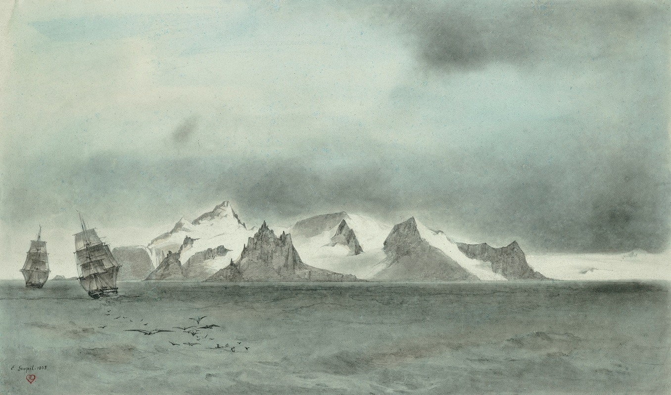 Ernst Goupil - Astrolabe and Zelée off Elephant Island