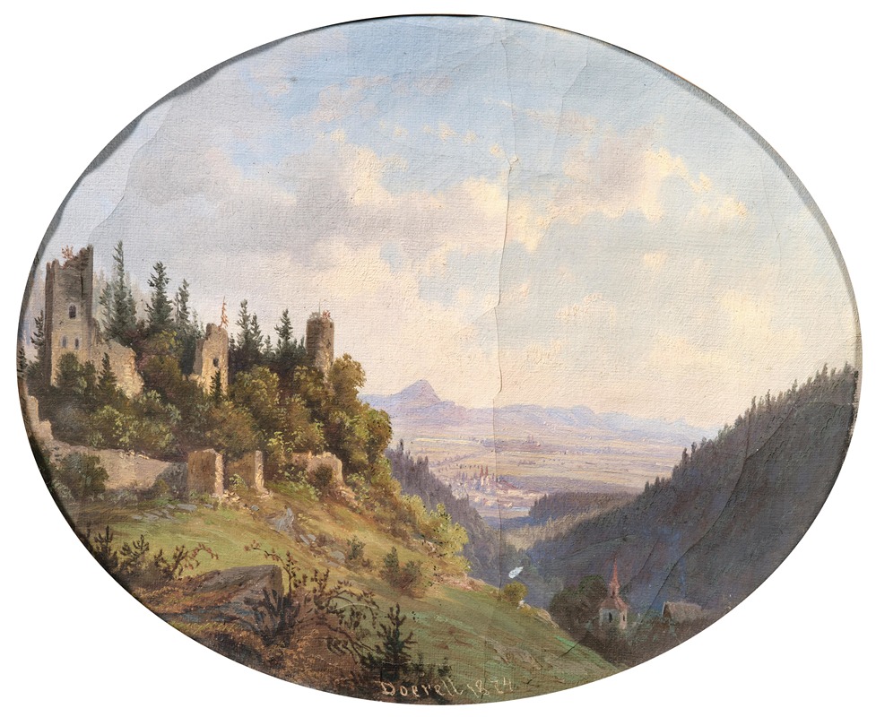 Ernst Gustav Doerell - A View of Riesenburg, with the Cistercian Monastery of Ossegg (Osek) in the Background