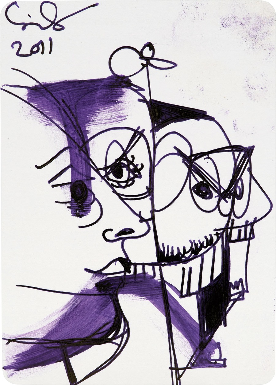 untitled-mental-states-playing-card-drawing-by-george-condo-artvee