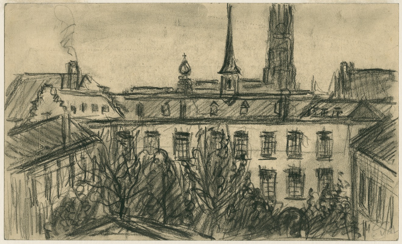 Eugeen Van Mieghem - Zicht op de achterzijde van het huis in de Sint-Paulusstraat 30 te Antwerpen