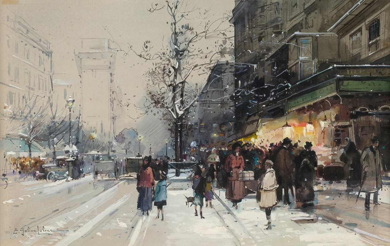 Eugène Galien-Laloue - Les Grands-Boulevards sous la neige