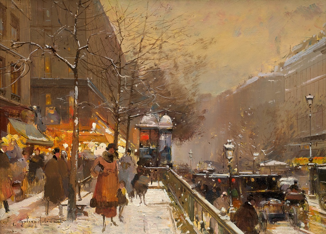 Eugène Galien-Laloue - Porte Saint-Martin le soir, Paris