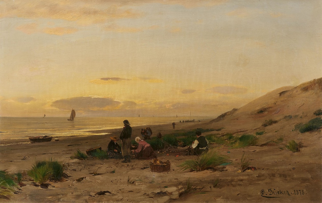 Eugène Gustav Dücker - Fischer am Strand