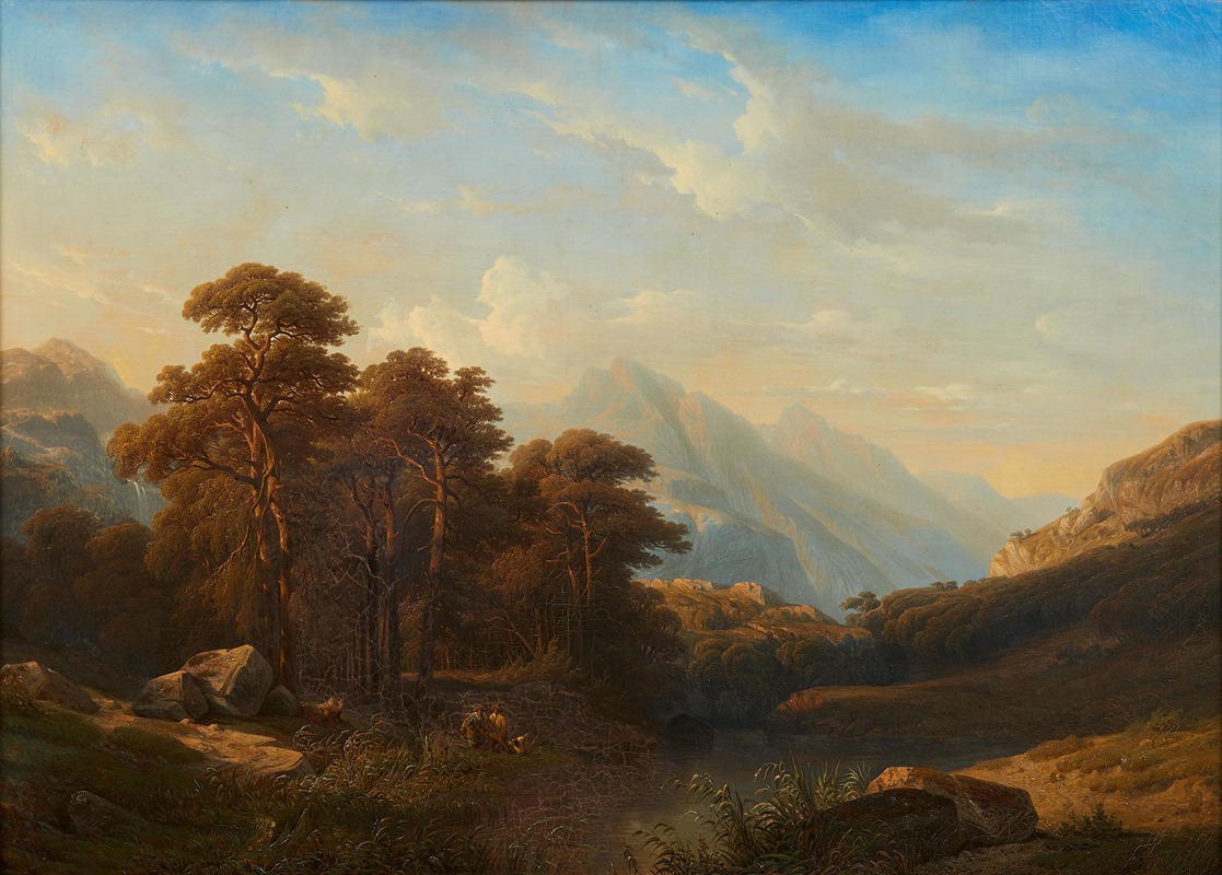 François Diday - Weite Schweizer Alpenlandschaft mit ruhigem Gewässer im Vordergrund