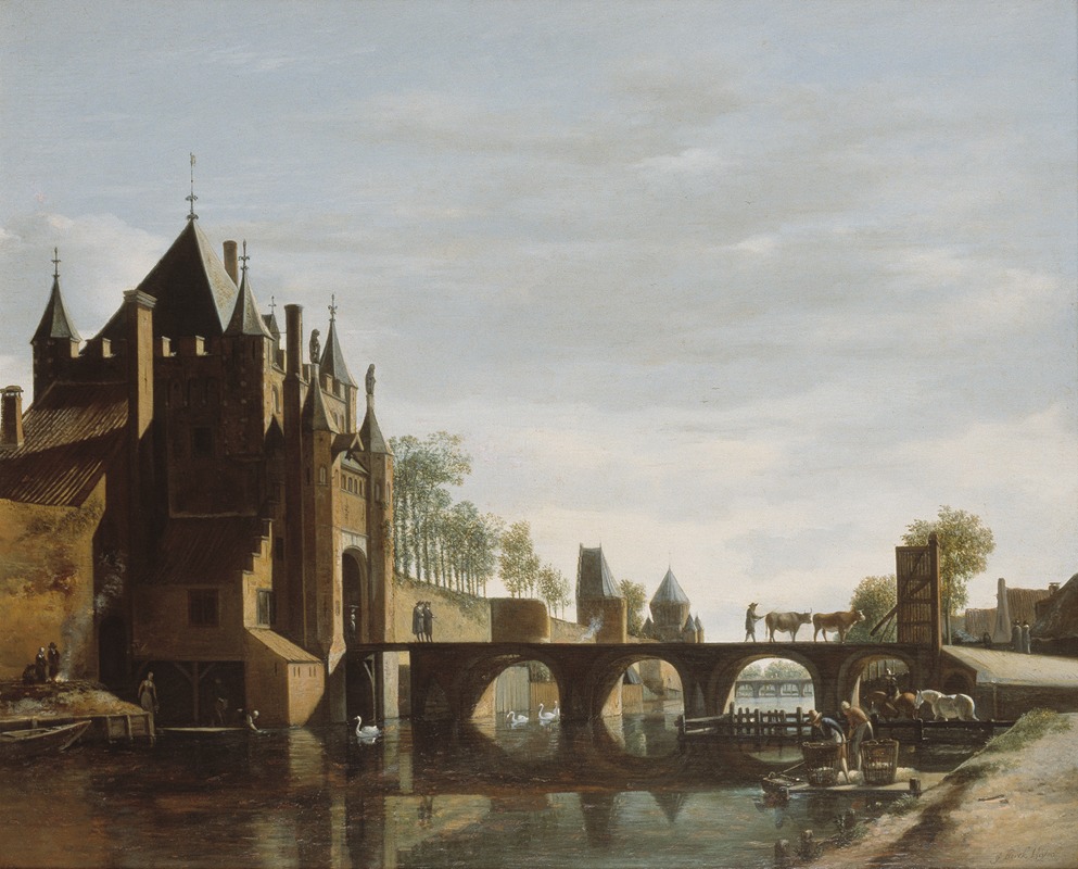 Gerrit Berckheyde - De grote houtpoort te Haarlem.