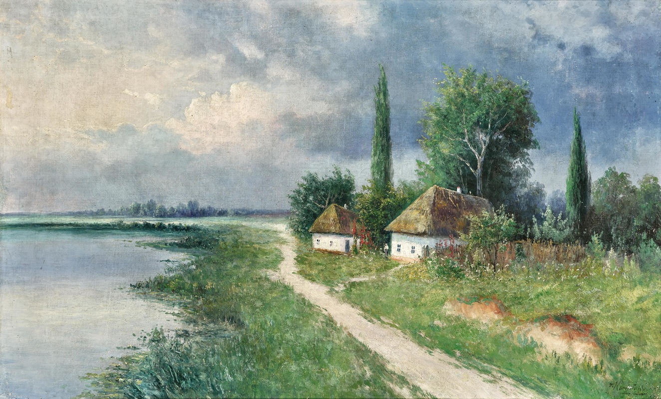 Grigorij Ivanovich Kapustin - A Spring Landscape with Farmhouses