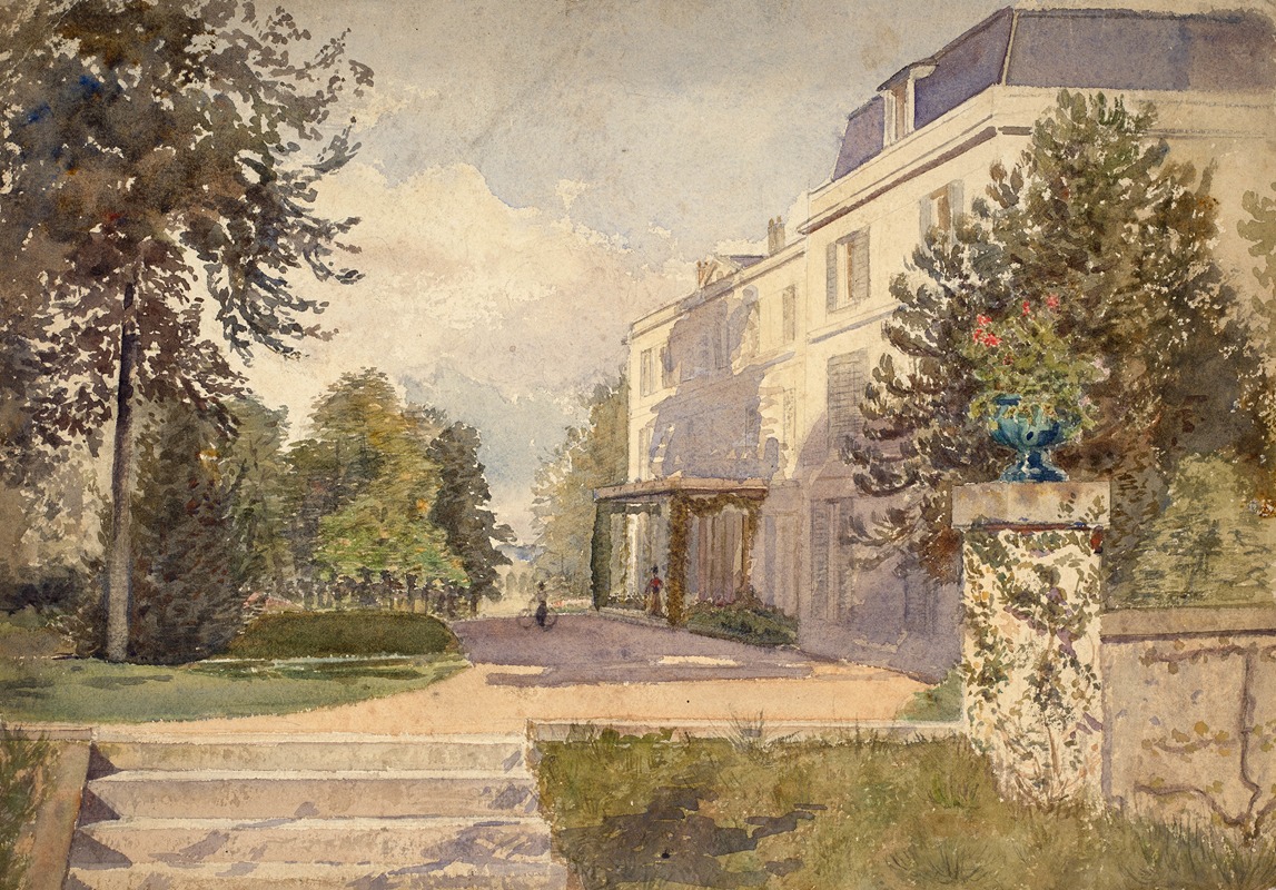 Guy De La Rochefoucauld - Vue d’un jardin autour d’une maison