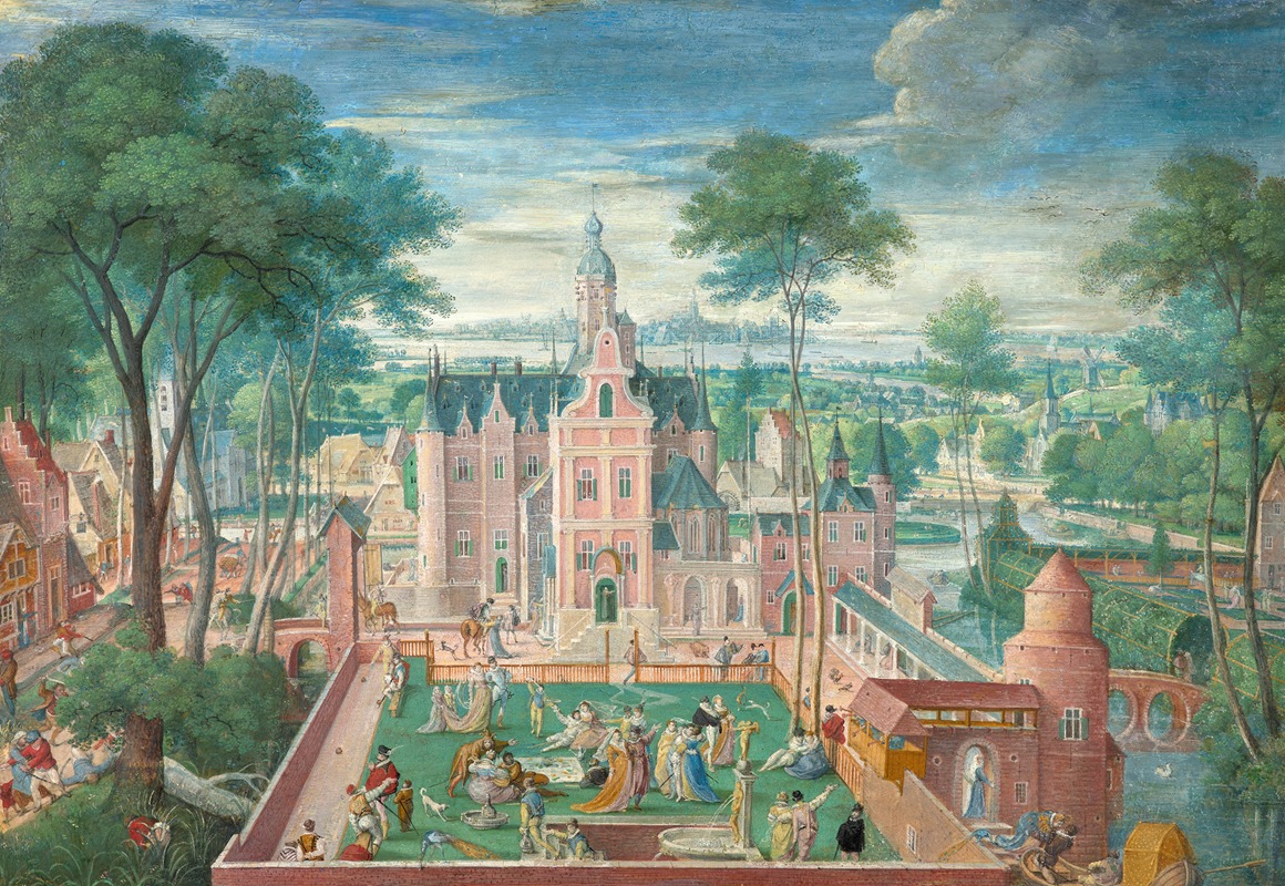 Hans Bol - Elegant company in a garden
