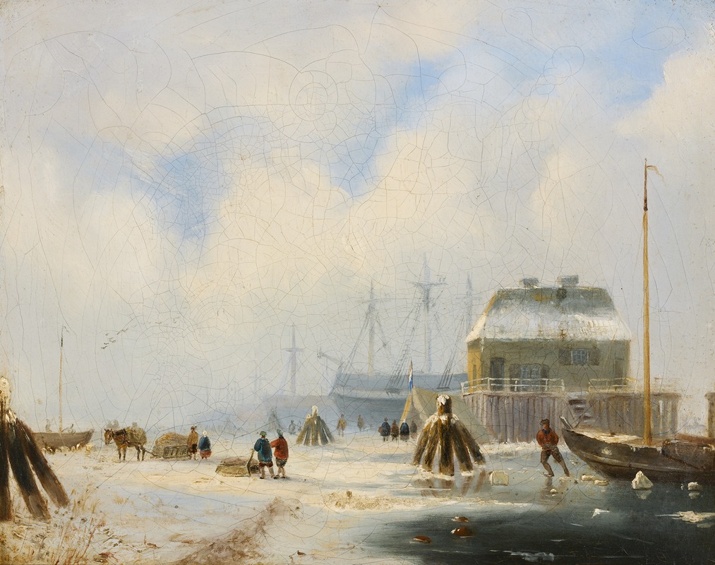 Hendrik Gerrit ten Cate - Wintergezicht op haven
