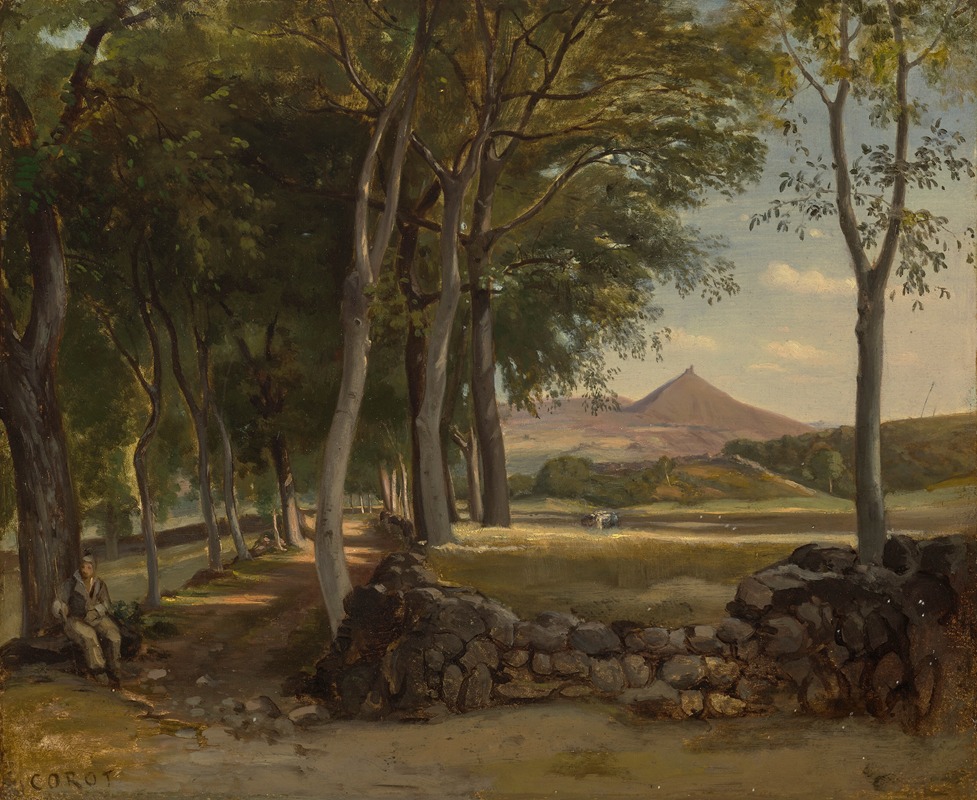 Jean-Baptiste-Camille Corot - Paysage montagneux vu à travers les arbres