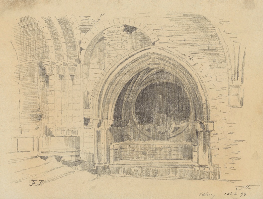 Jean-François Taelemans - Ruines de l’abbaye de Villers-la-Ville – alcôve avec rosace dans le cloître et emplacement de gisant