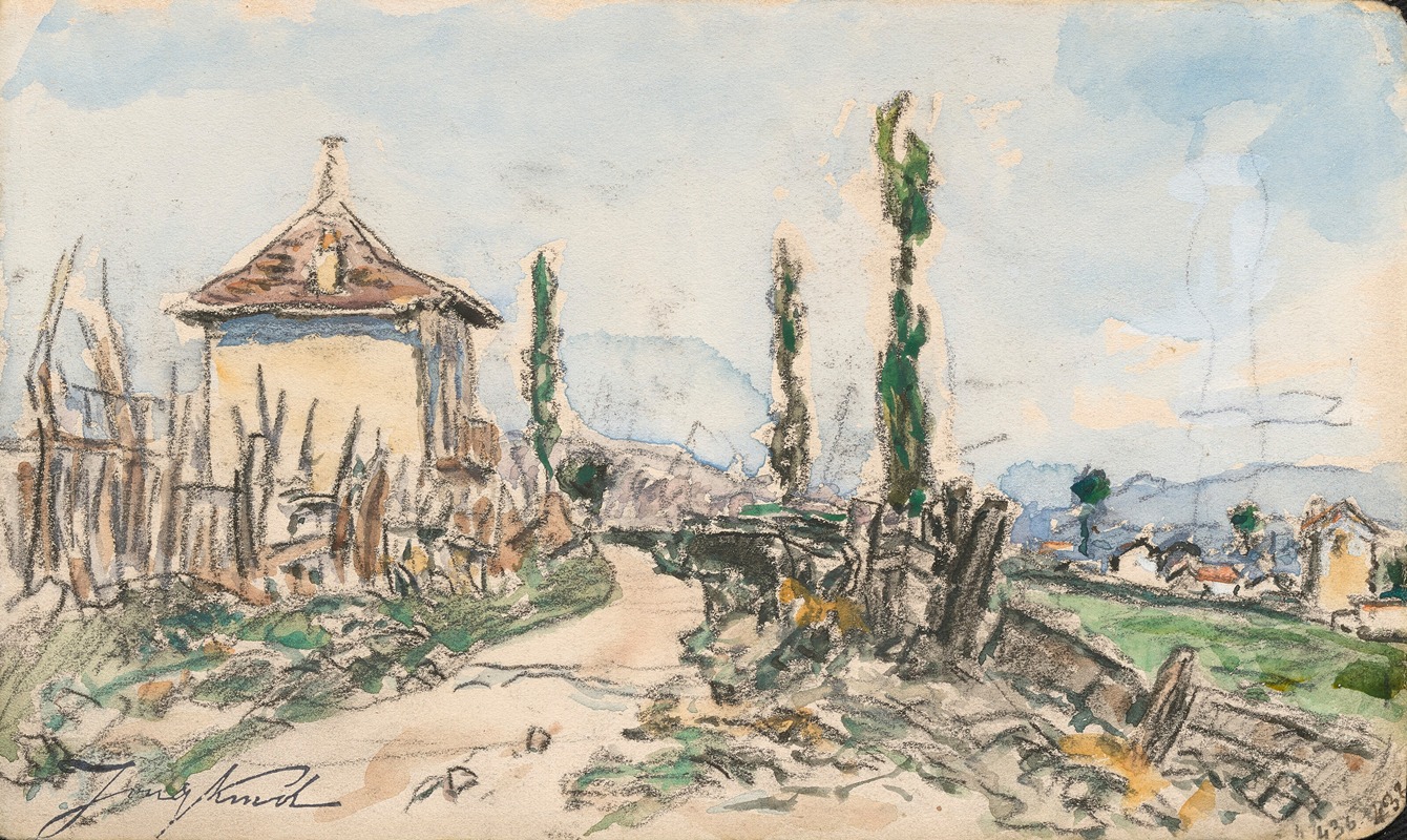 Johan Barthold Jongkind - Paysage aux cyprès, Dauphiné