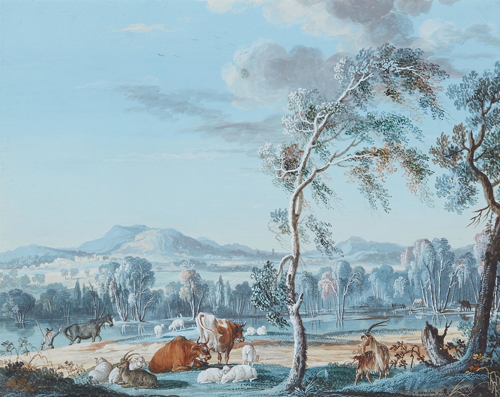 Johann August Ernst Niegelssohn - Landscape with shepherds and animals