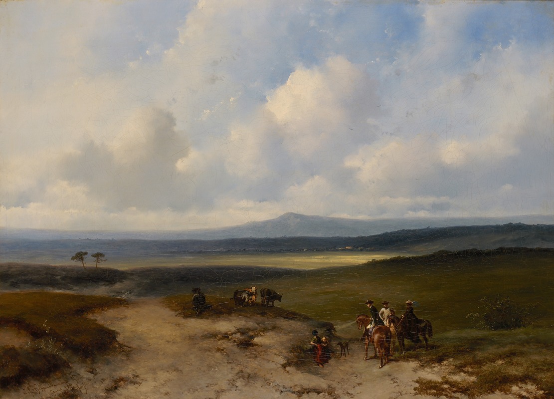 Johannes Franciscus Hoppenbrouwers - Ruiters in een landschap
