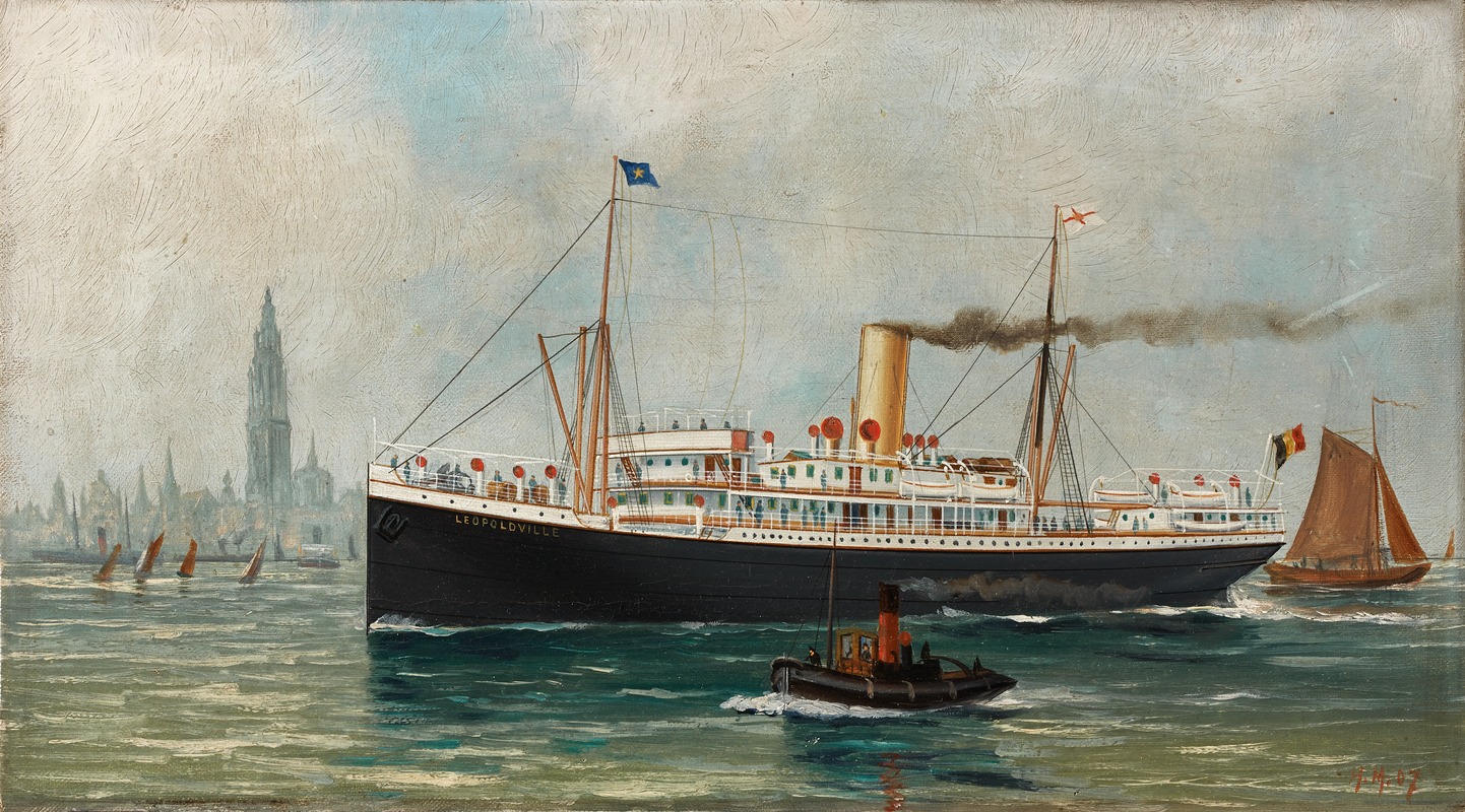 John-Henry Mohrmann - Het stoomschip ‘Leopoldville’ voor de Antwerpse rede