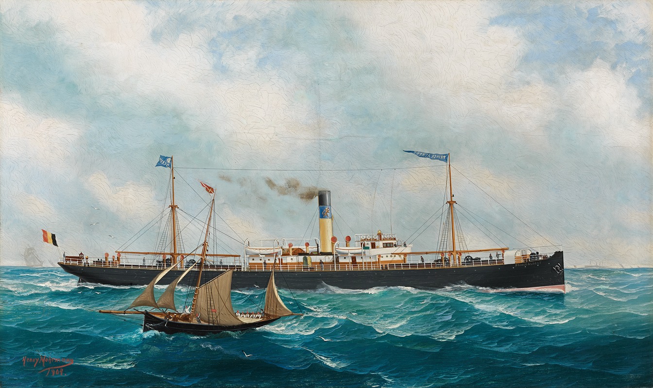 John-Henry Mohrmann - Het stoomschip Prince Albert met vooraan een kotter onder zeil