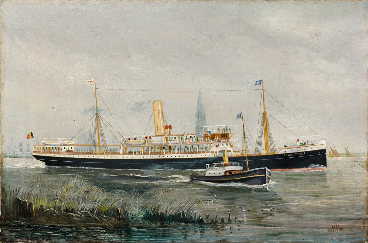 John-Henry Mohrmann - Het stoomschip ‘Stanleyville’ voor de rede van Antwerpen