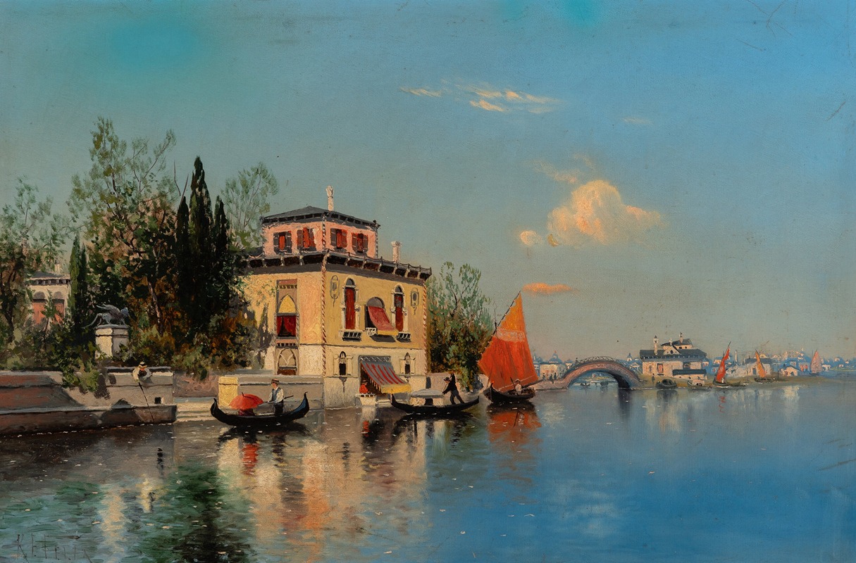 Karl Eugene Felix - A sunny day on the canal, Venice