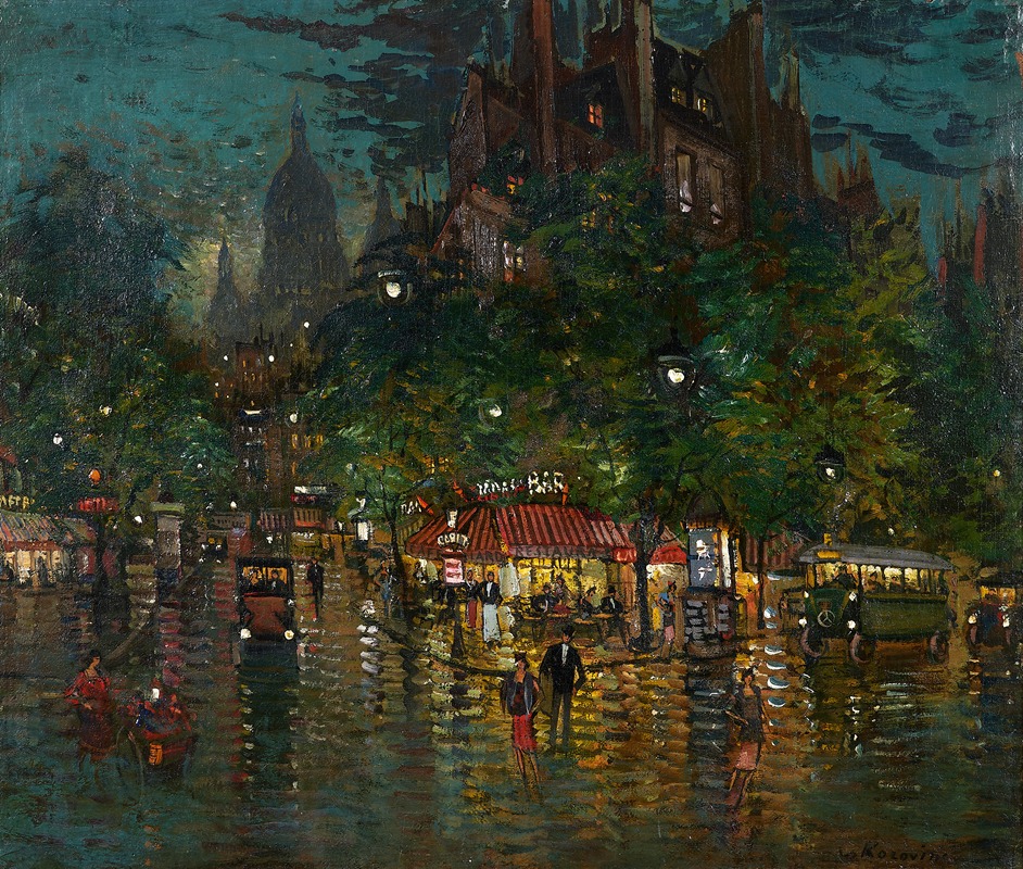 Konstantin Alexeievitch Korovine - Paris scène nocturne