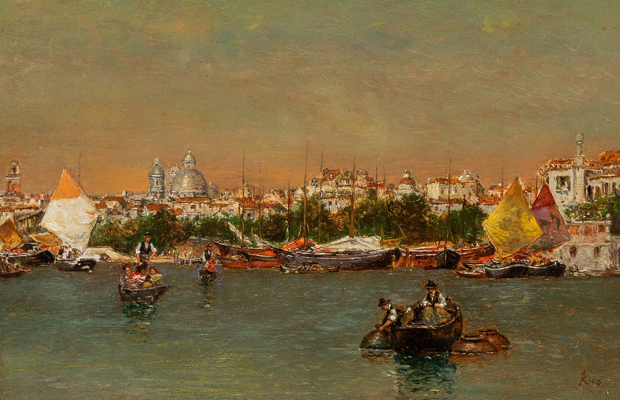 Martin Rico y Ortega - Gondolas on a Venetian canal