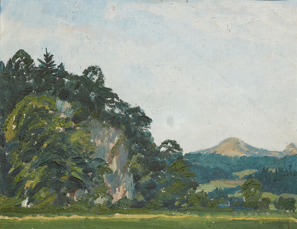 Max Clarenbach - Skizze mit Gebirgslandschaft