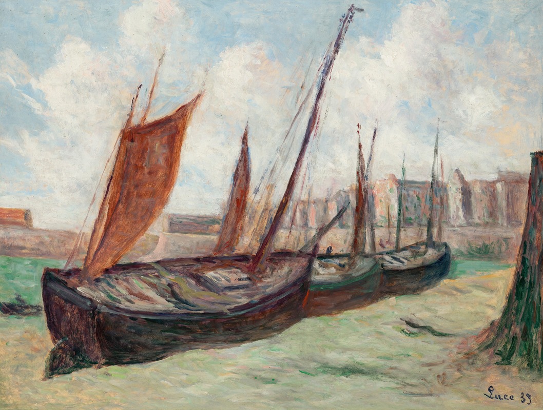 Maximilien Luce - Le Tréport, barques de pêche échouées sur la plage