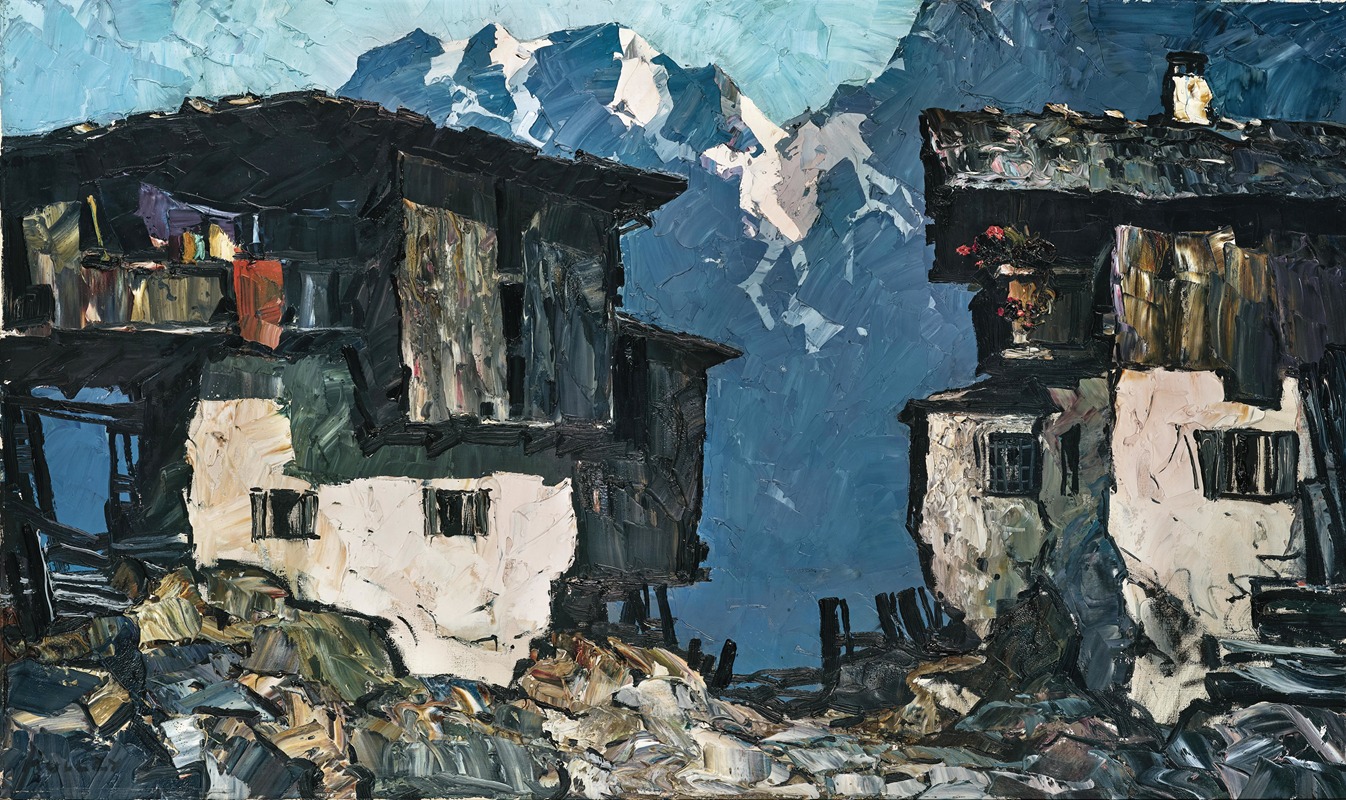 Oskar Mulley - Bauernhäuser im Gebirge (Farmhouses in the mountains)