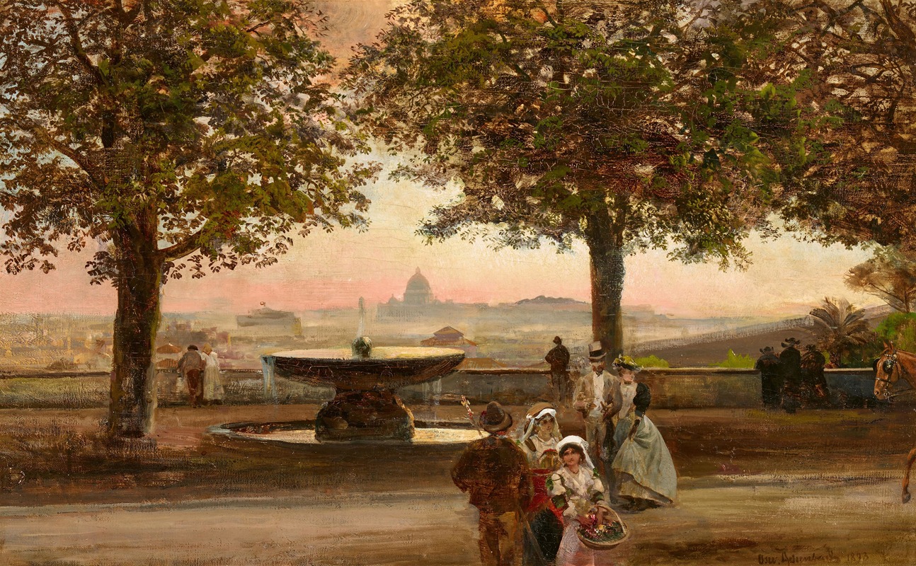 Oswald Achenbach - Blick auf Rom von der Villa Medici