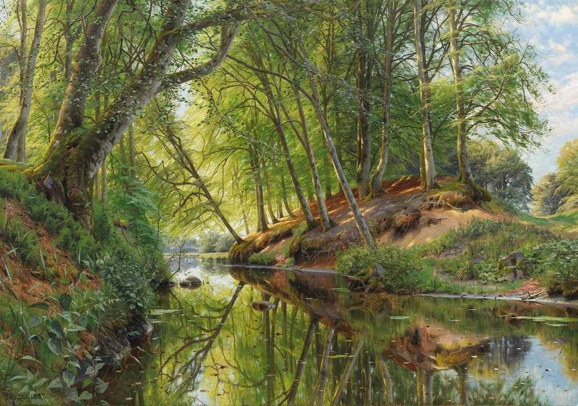 Peder Mørk Mønsted - Flußlauf am Waldesrand