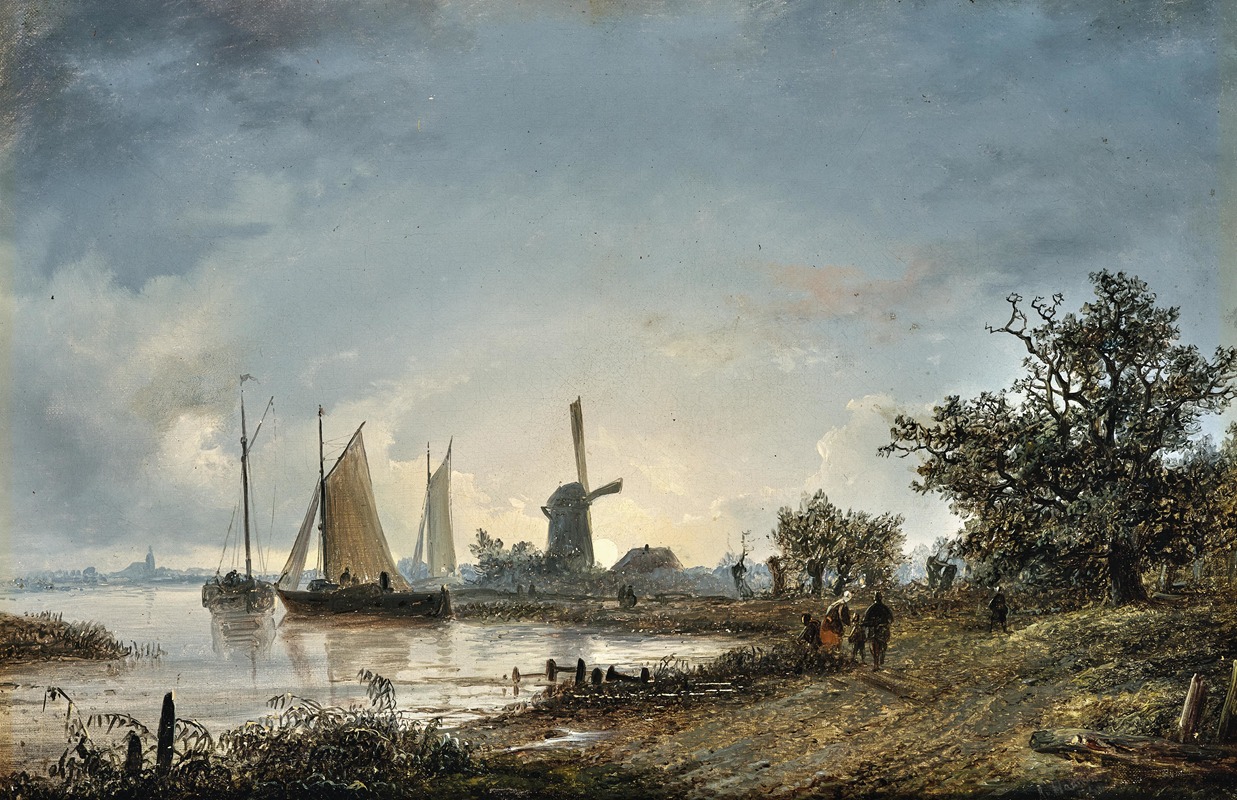 Remigius Adrianus van Haanen - A Moonlit Night by the River