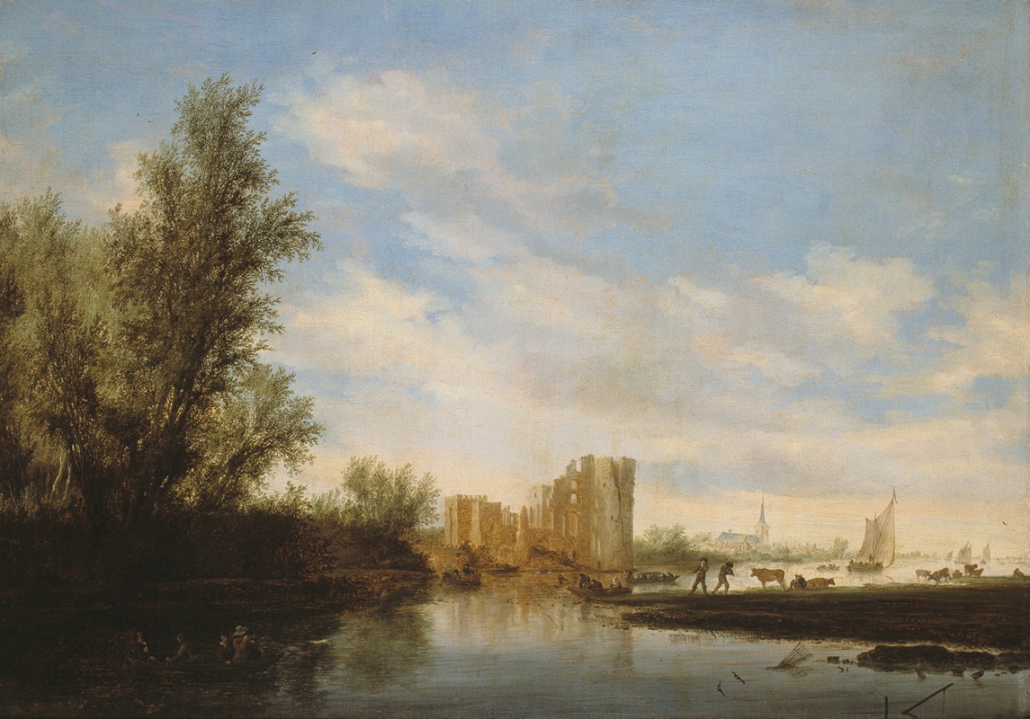Salomon van Ruysdael - Riviergezicht met ruïne