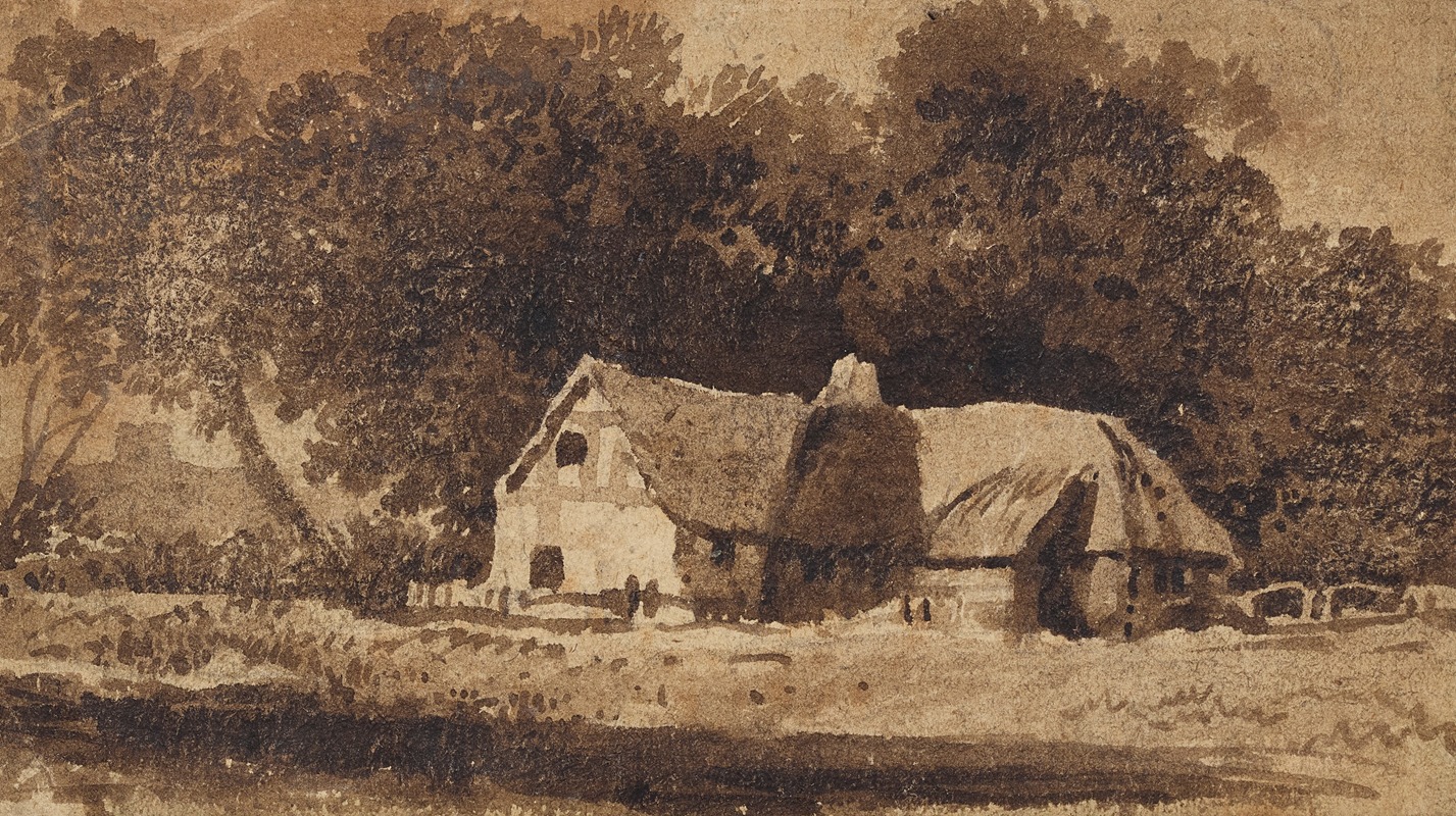 Samuel Palmer - A cottage in a wooded landscape