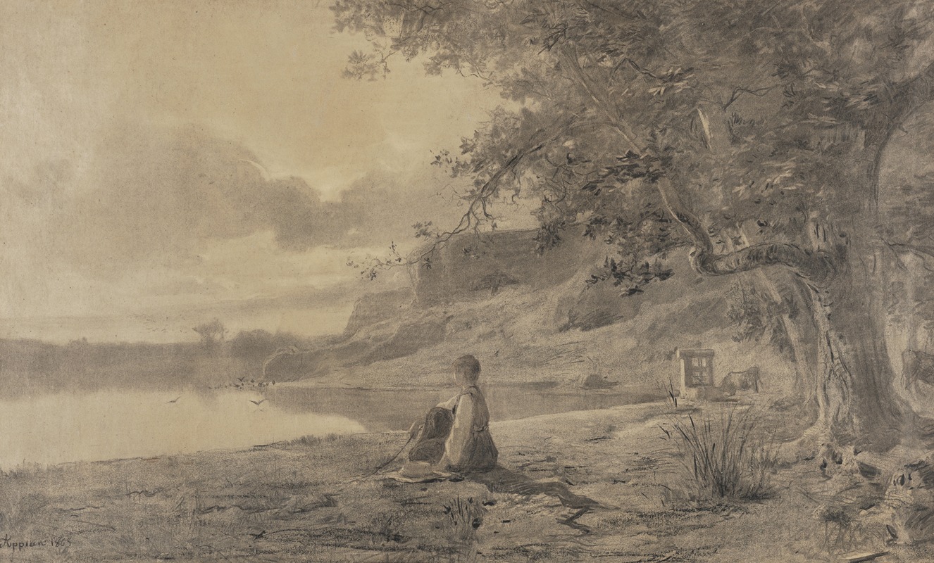 Adolphe Appian - Woman Seated at the Edge of a Pond
