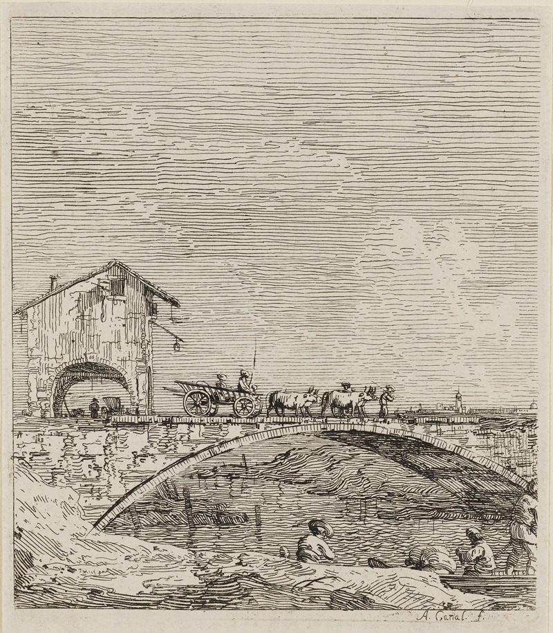 Canaletto - The Wagon Passing Over a Bridge, from Vedute