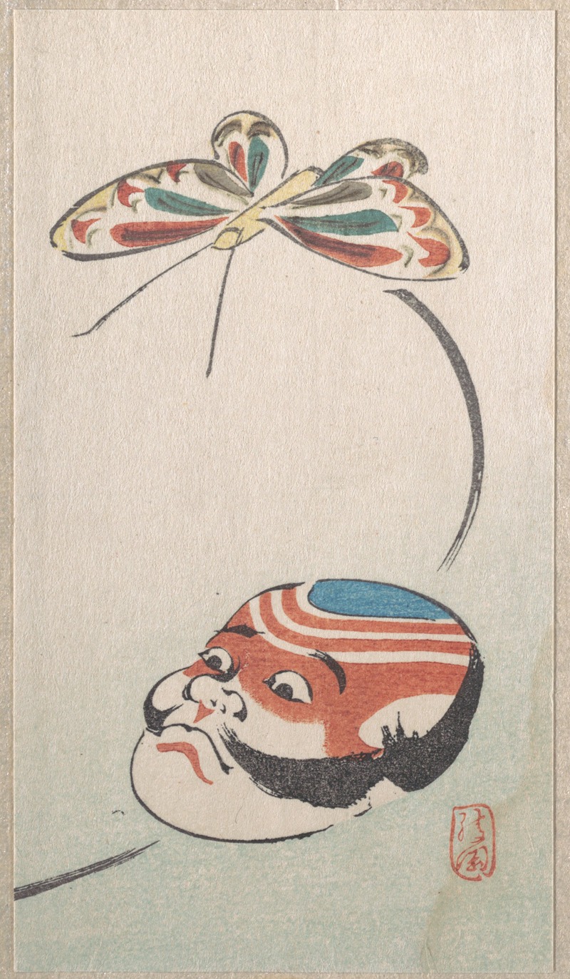 Ayaoka - Butterfly and Mask of Yakko (the footman of a samurai)