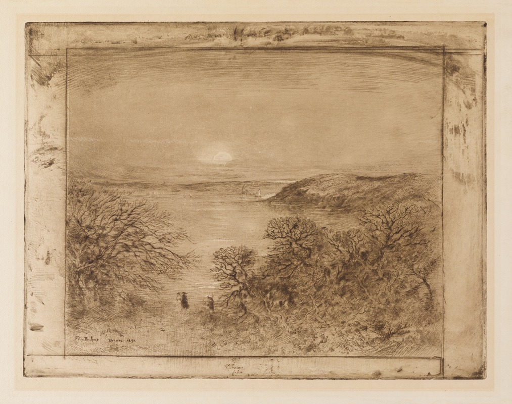 Félix Hilaire Buhot - Moonrise at Dinard