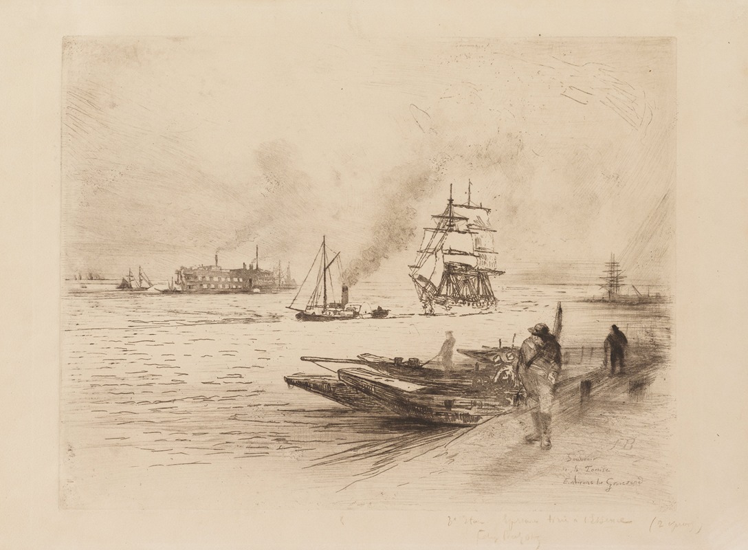 Félix Hilaire Buhot - Near Gravesend, Remembrance of the Thames