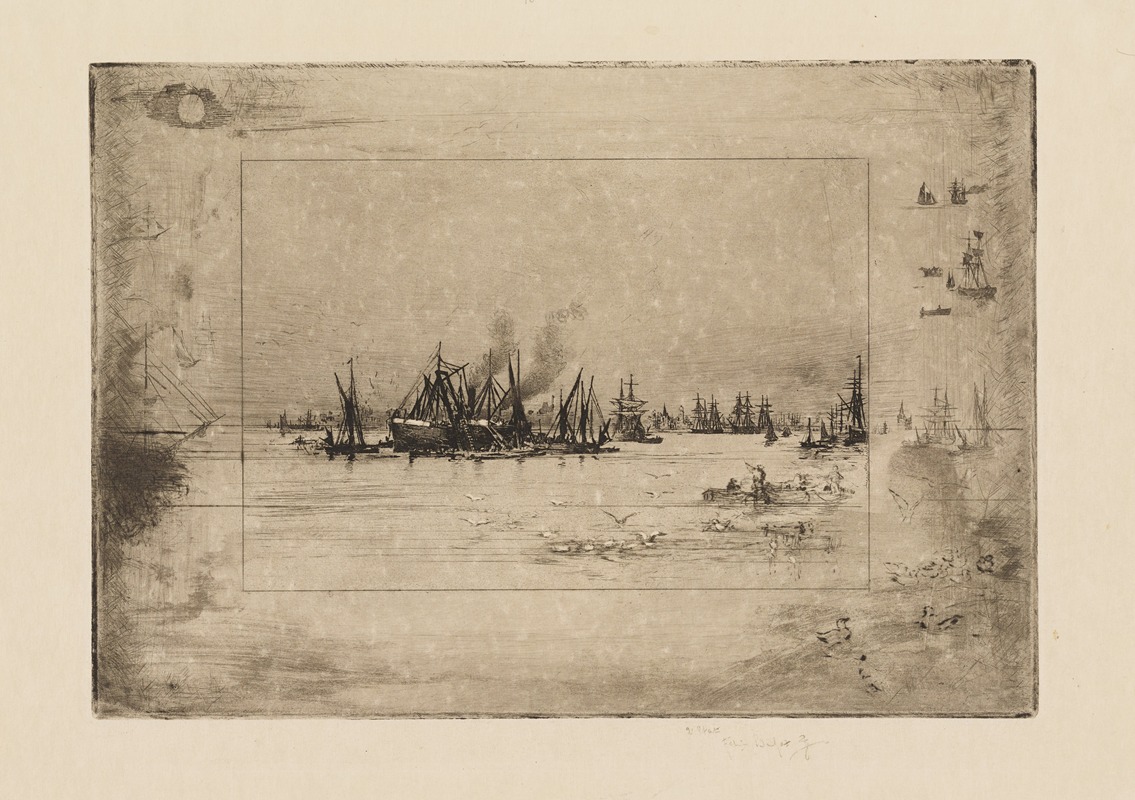 Félix Hilaire Buhot - Port with Seagulls