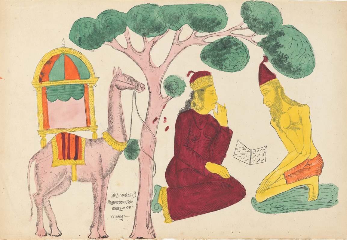 Becharam Das Dutta - Layla Visiting Majnun in the Desert