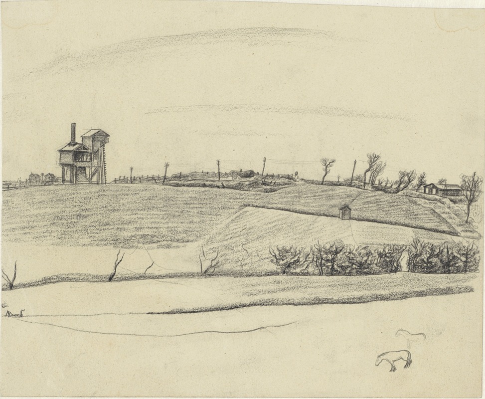 Henk Henriët - Landschap met mijninstallatie