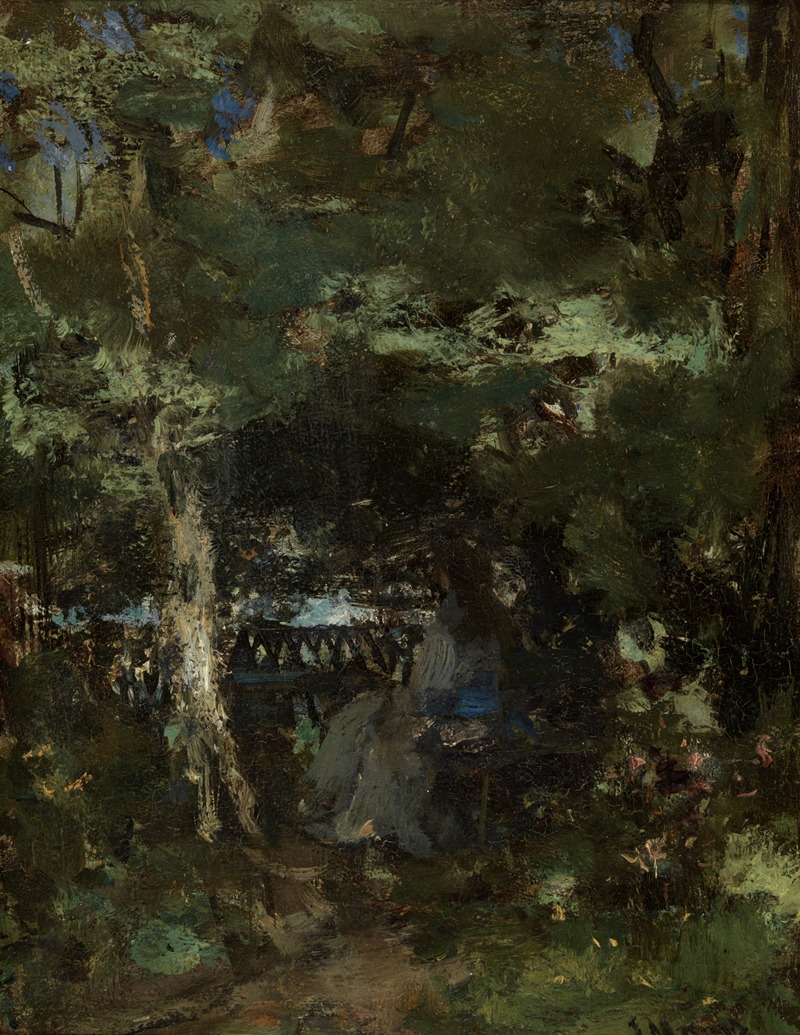 Jacob Maris - Dame op een bankje in het park