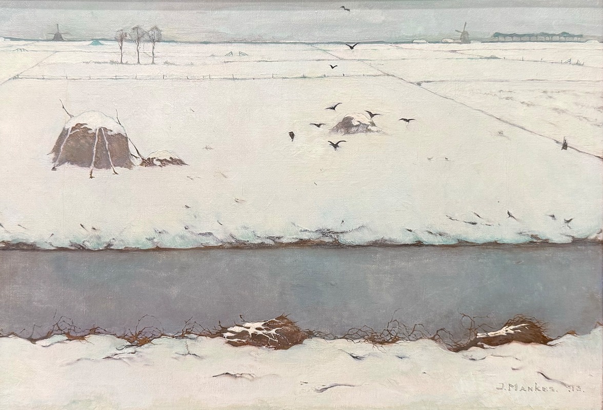 Jan Mankes - Sneeuwlandschap met sloot
