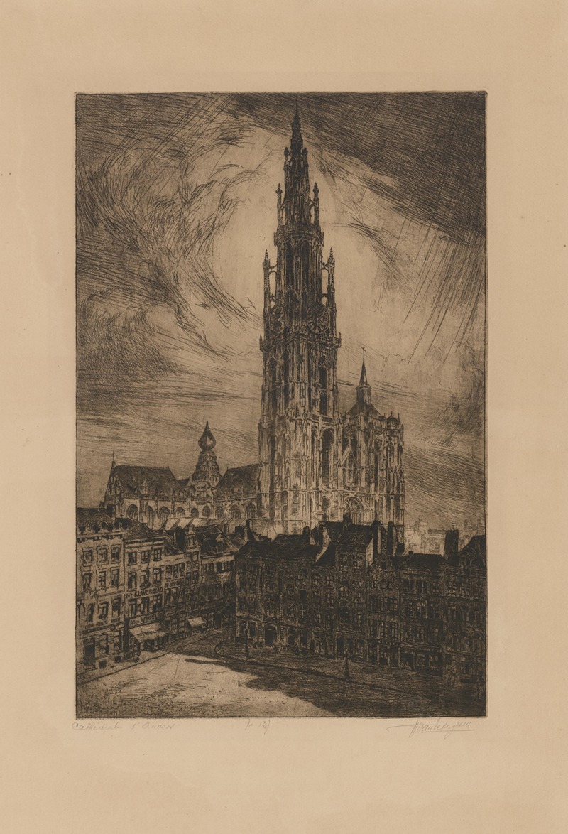 Louis-Joseph van Peteghem - De kathedraal van Antwerpen gezien van de Grote Markt