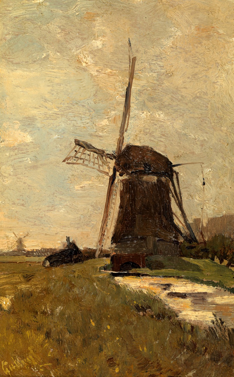 Paul Joseph Constantin Gabriël - Polderlandschap met molens